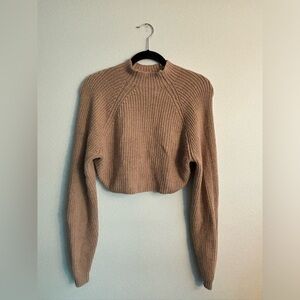 Hollister Mock Neck Waffle Cropped Stitch Sweater